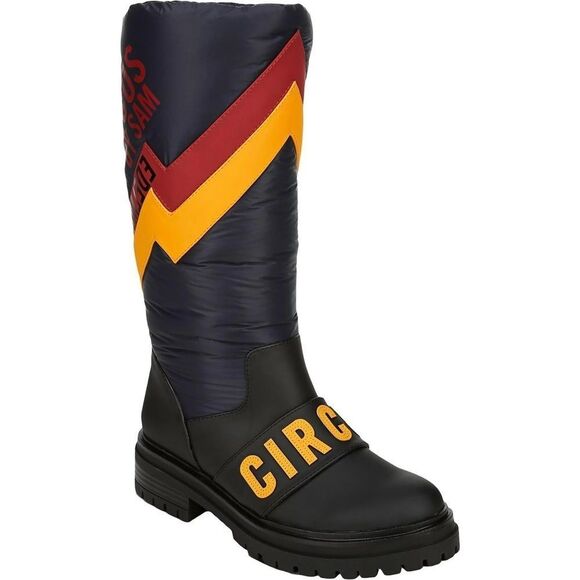 Sam Edelman Mid-Calf Flat Puffer Boots Womens Sz 6.5 Navy Yellow Water Resistant - Picture 4 of 14